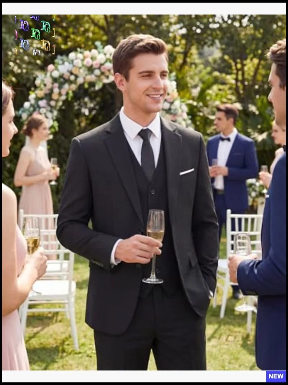 Slim Fit Three Piece Suit Set Modern Classic Business Wedding Formal Attire